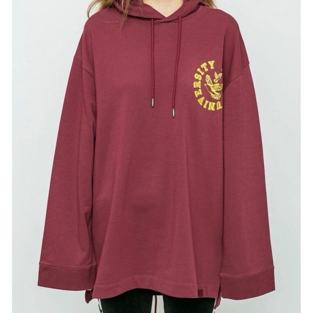 NWT Puma x Fenty Rihanna Women Medium Tawny Port Maroon Back Lacing Hoodie $130 - Picture 2 of 10